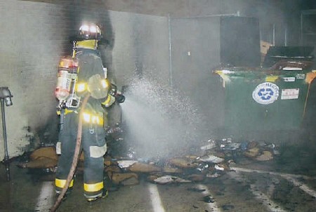 Dumpster fire at JFK High School.