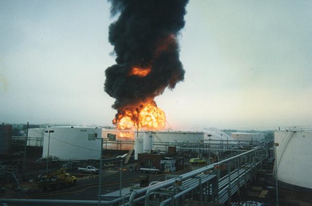 At 4 PM on June 11, 1996, a lightening strike ignited Tank 139 at the Shell Oil Facility on State Street. The tank, which contained almost 4 million gallons of gasoline, burned for 2 days. Truck 9-2-4 operated their ladder pipe for the duration.