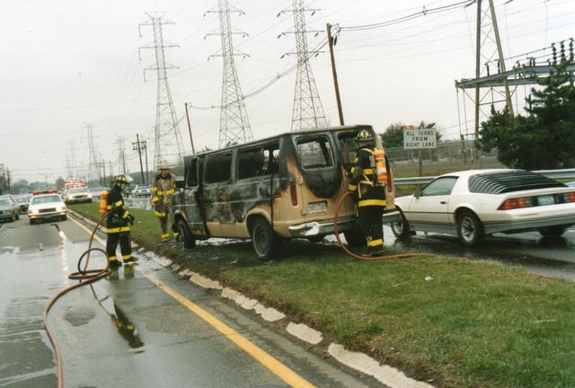 Vehicle fire, Route 1 and Menlo Avenue, 1990.