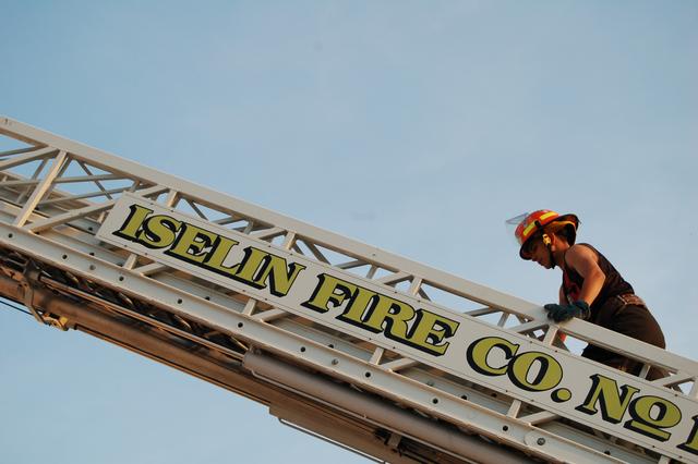 Learning to climb the 100 foot aerial ladder, May 2013.