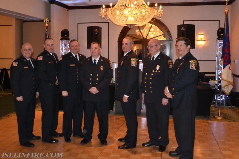 Ex-Chiefs (L-R) Kevin Wertz (1992), Edward A. Mullen (2014), Edward R. Mullen (2012), Terry Kennedy (2015), Dan Cunningham (1998), Roger Stewart (1972), Brian Bennett (2013), February 6, 2016.