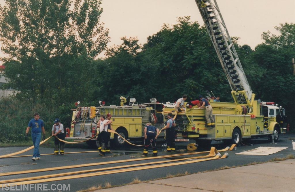 Hose testing 9-6 and 9-2-4 on Ronson Road April 1988.