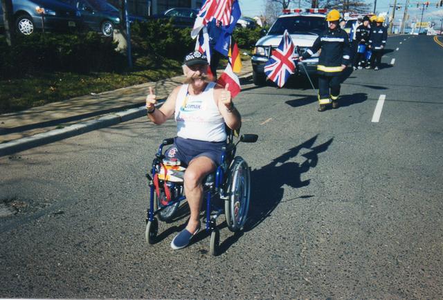 Swazi Turner, who served as a Police Officer and Firefighter in Great Britian before losing his right leg in the line of duty, spent the night at House 1 in March 2002. He was propelling himself between The Pentagon and Ground Zero in his wheel chair to show solidarity between American and British emergency responders after the 9/11 attacks.